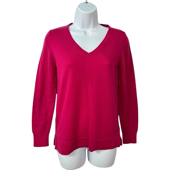Banana Republic 100% Merino wool sweater Small Pink V-neck pullover womens - Picture 1 of 7